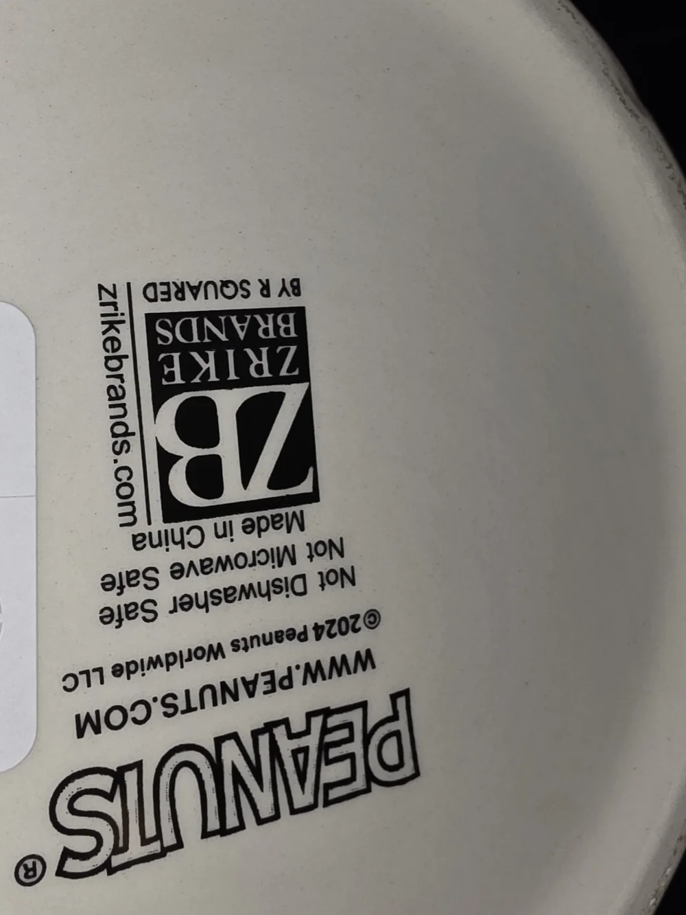 Peanuts Black and White Branded Ceramic Dish